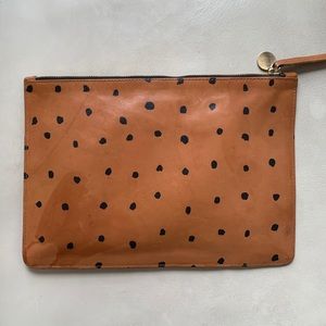 Clare Vivier Tan Animal Print Dot Zip Clutch